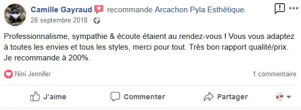 Avis de Camille Gayraud : Professionnalisme, sympathie et écoute étaient au rendez-vous ! Vous vous adaptez à toutes les envies et tous les styles, merci pour tout. Très bon rapport qualité/prix. Je recommande à 200 %.